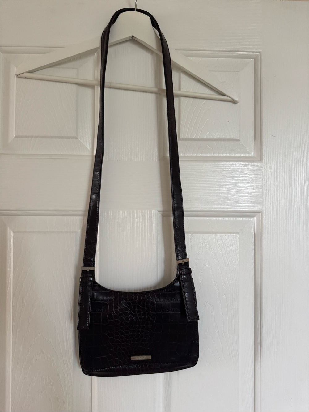 Nine West Brown Vintage Croc-Embossed Shoulder Bag